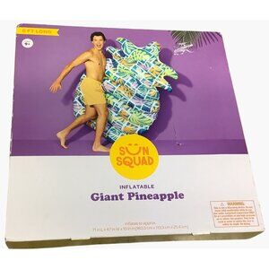Sun Squad Inflatable Giant Pineapple 6 Ft Long 71"Lx47"W x 10"H Pool River Float